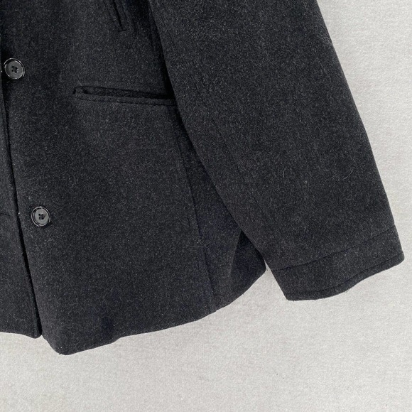 J Crew Wool Cashmere Pea Coat Womens LARGE Gray Jacket Double Breasted - Picture 5 of 10